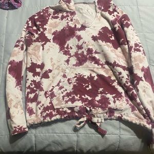 Slightly cropped maroon and white hooded top